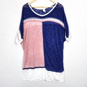 We The Free Charleston Colorblock Oversized Dolman Sleeve Tunic Tee